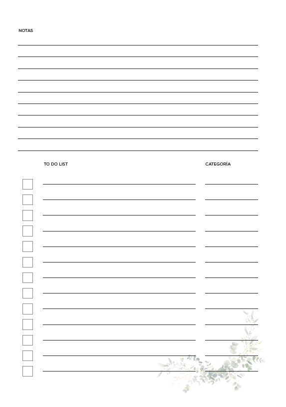 Interior de la agenda