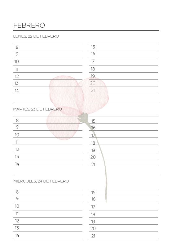 Interior de la agenda