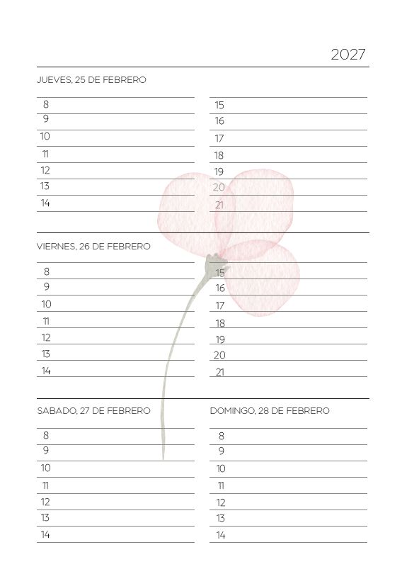 Interior de la agenda