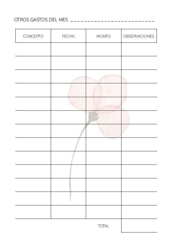 Interior de la agenda