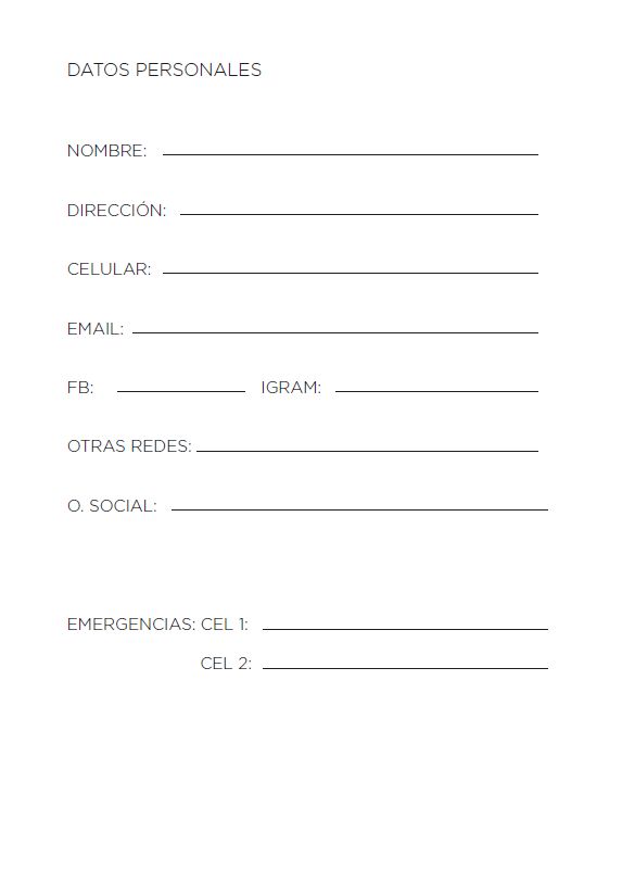 Interior de la agenda