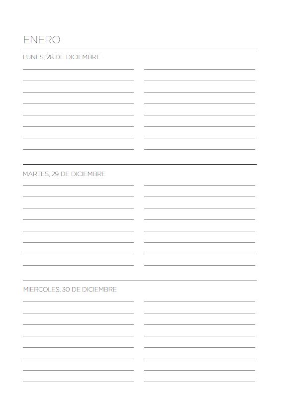 Interior de la agenda