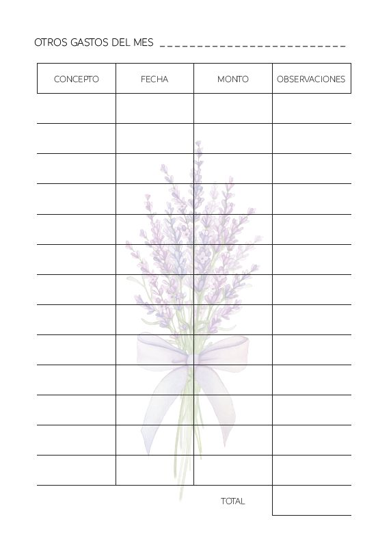 Interior de la agenda