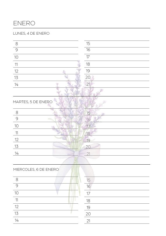 Interior de la agenda