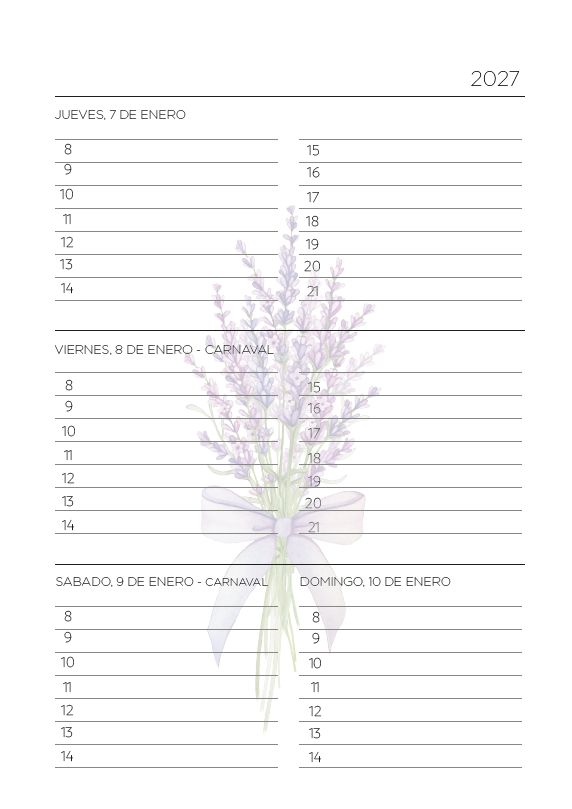 Interior de la agenda