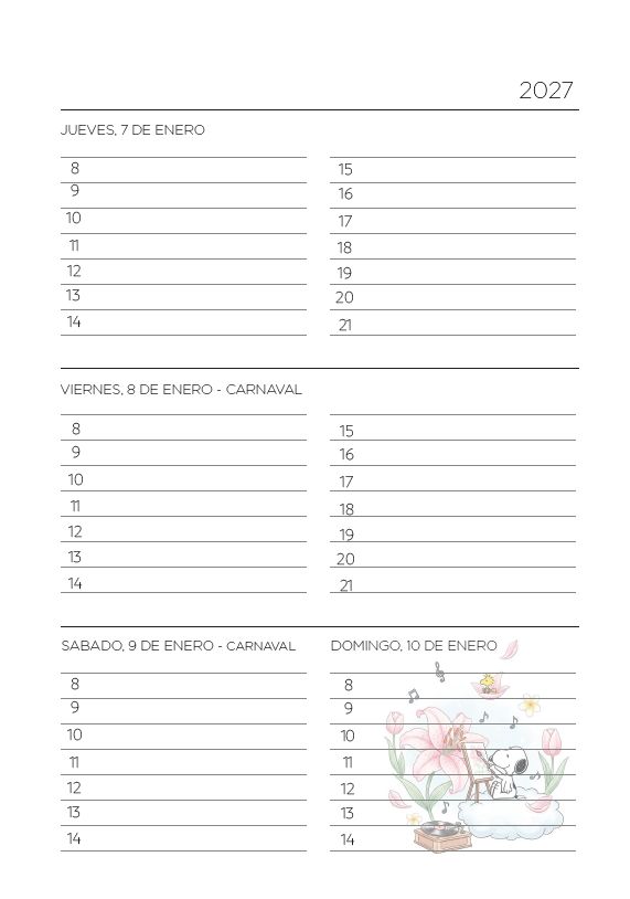 Interior de la agenda