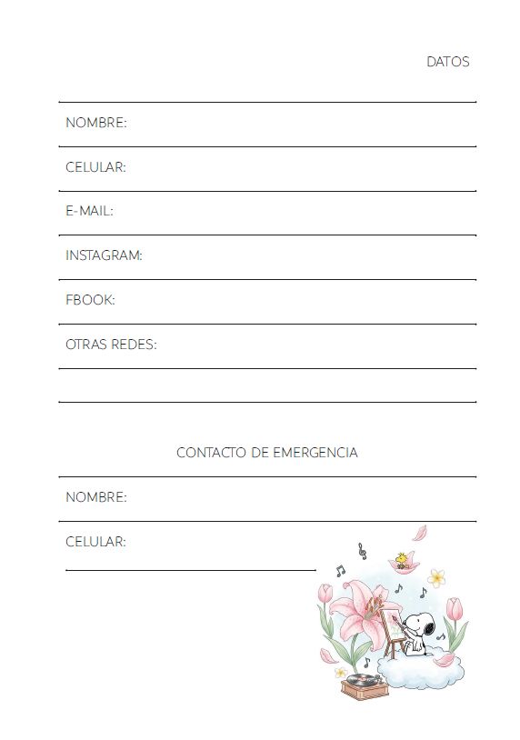 Interior de la agenda