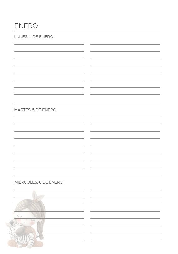 Interior de la agenda