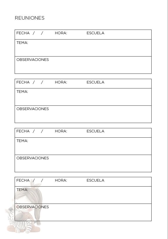 Interior de la agenda