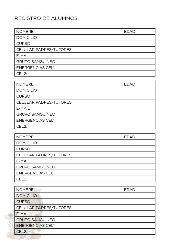 Interior de la agenda