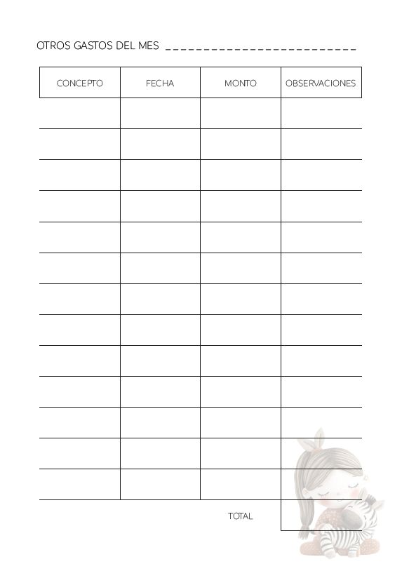 Interior de la agenda