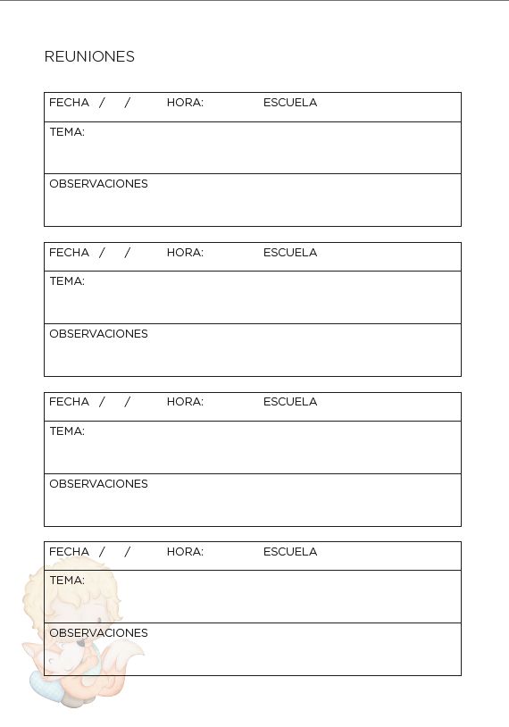 Interior de la agenda