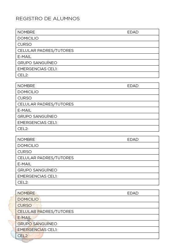 Interior de la agenda