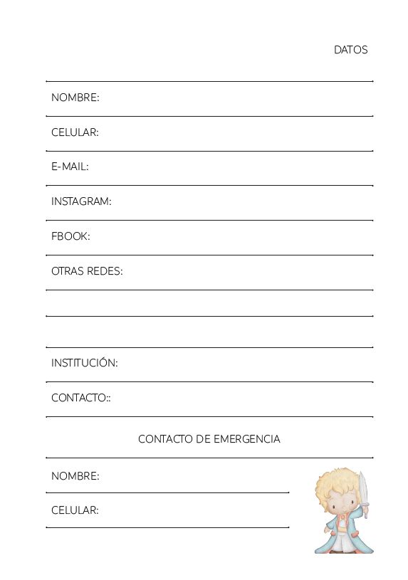 Interior de la agenda