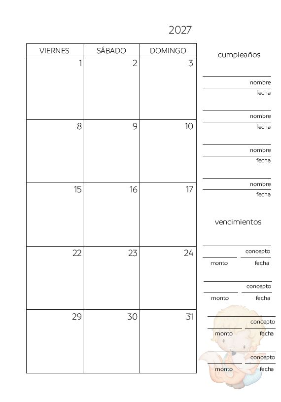 Interior de la agenda