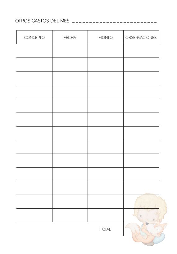 Interior de la agenda