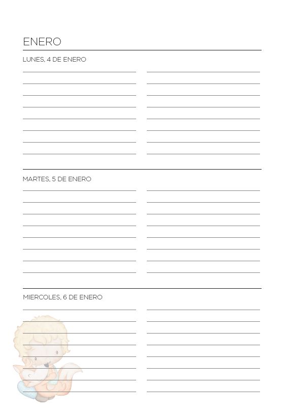 Interior de la agenda