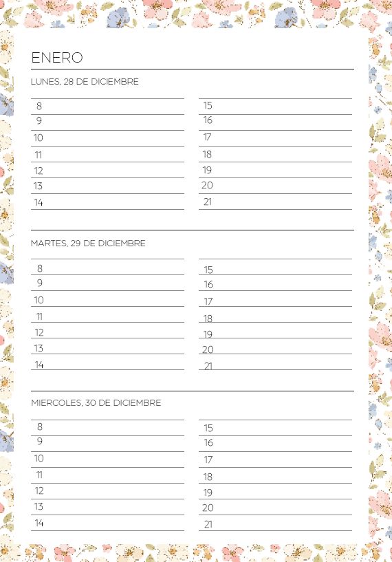 Interior de la agenda