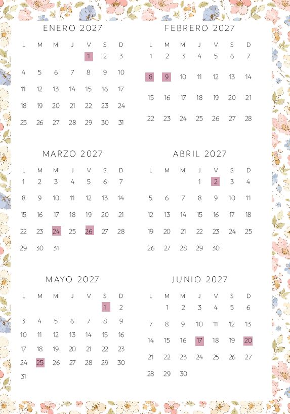 Interior de la agenda