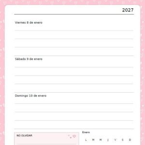 Interior de la agenda