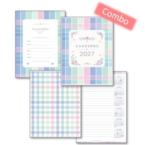 Combo Cuaderno Pastel y Tapas 2027 (Anillar o coser)